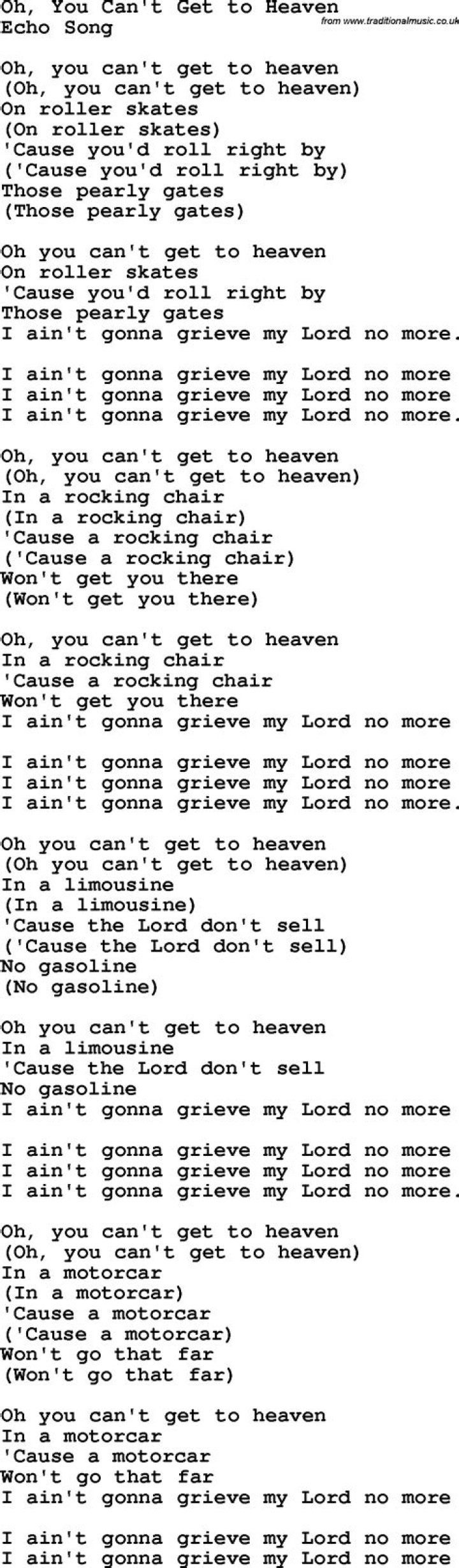 You cant get to heaven lyrics