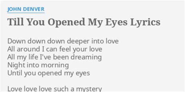 You opened my eyes lyrics