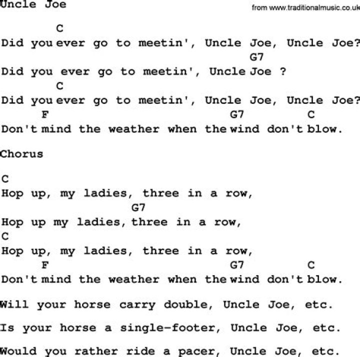 You remember uncle joe lyrics